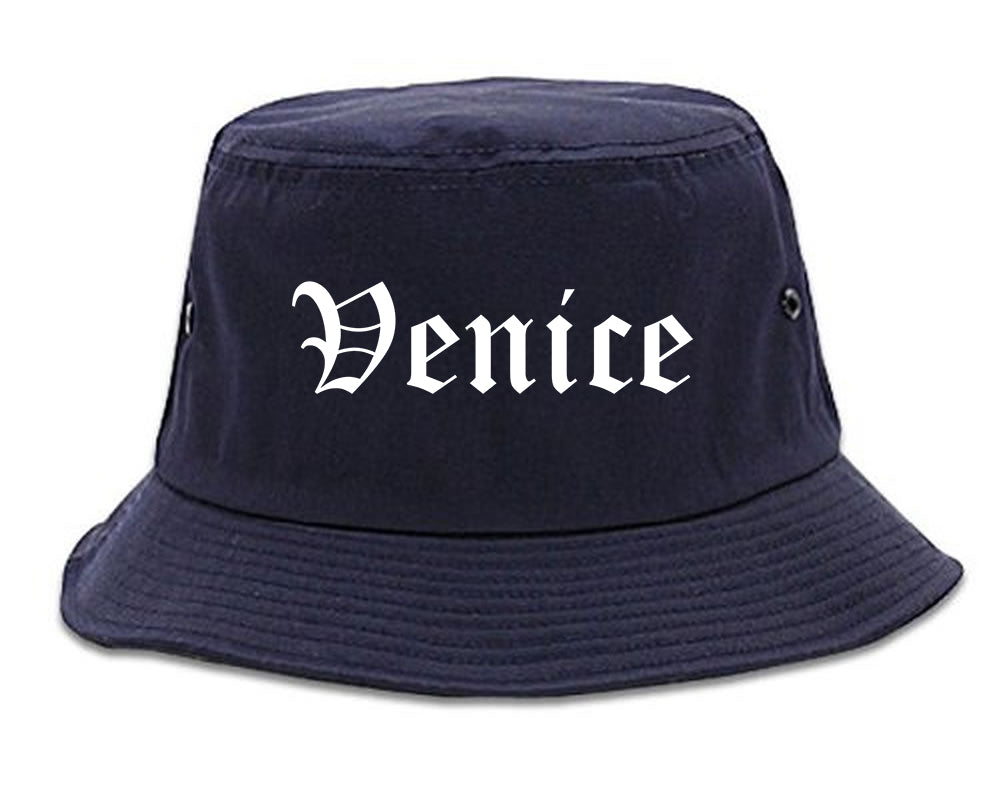 Venice Florida FL Old English Mens Bucket Hat Navy Blue