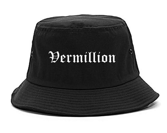Vermillion South Dakota SD Old English Mens Bucket Hat Black