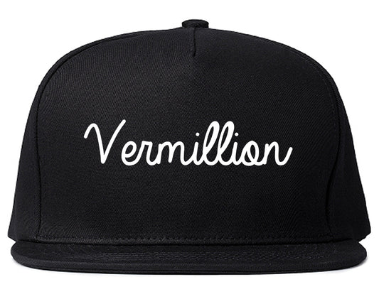 Vermillion South Dakota SD Script Mens Snapback Hat Black