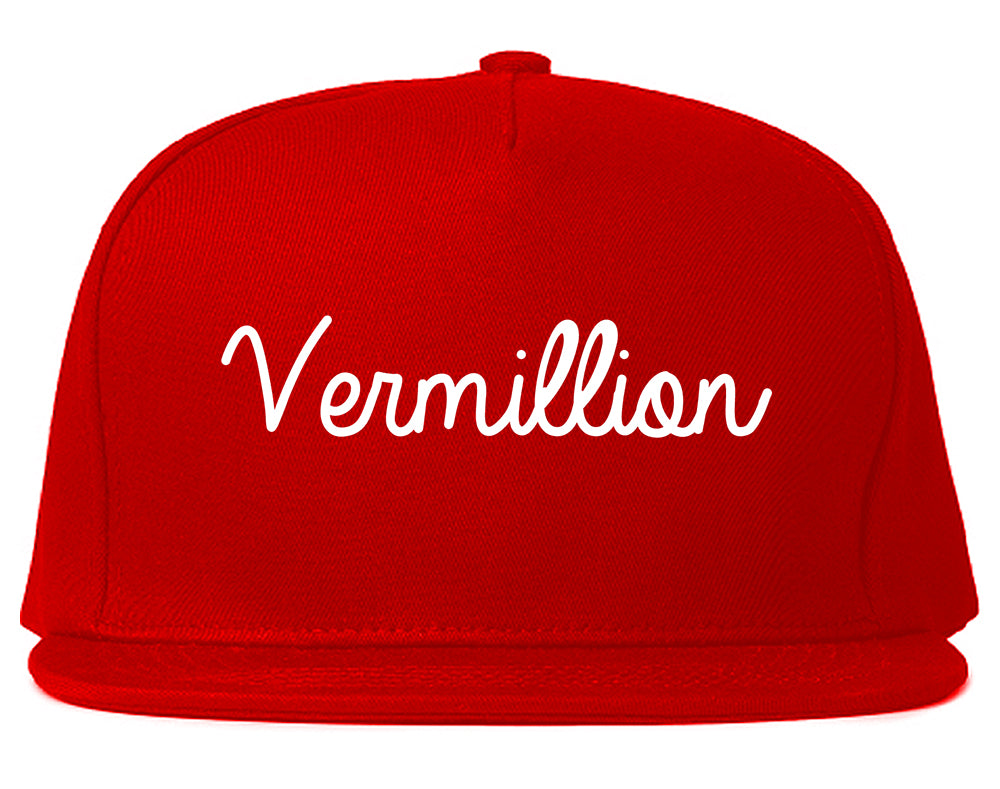 Vermillion South Dakota SD Script Mens Snapback Hat Red
