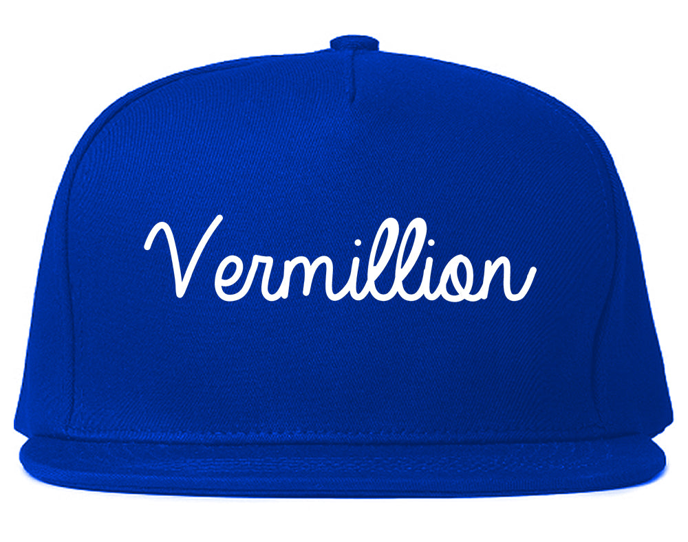 Vermillion South Dakota SD Script Mens Snapback Hat Royal Blue