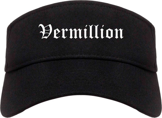 Vermillion South Dakota SD Old English Mens Visor Cap Hat Black