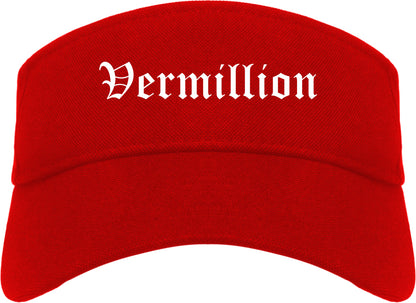 Vermillion South Dakota SD Old English Mens Visor Cap Hat Red