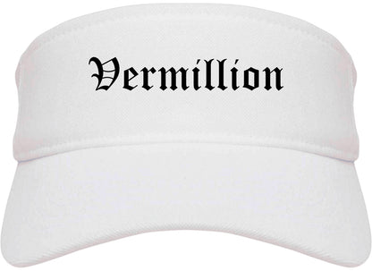Vermillion South Dakota SD Old English Mens Visor Cap Hat White