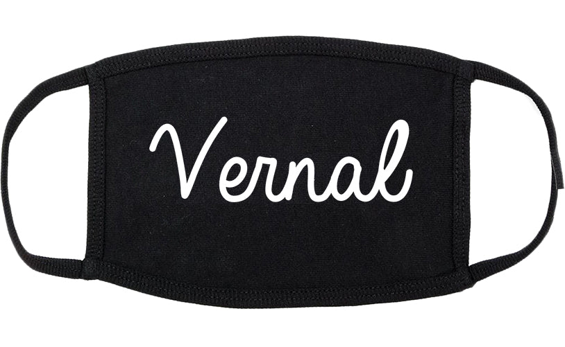 Vernal Utah UT Script Cotton Face Mask Black