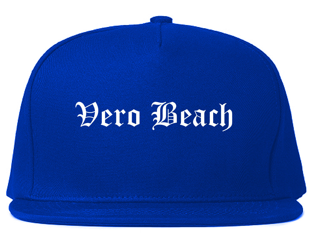 Vero Beach Florida FL Old English Mens Snapback Hat Royal Blue