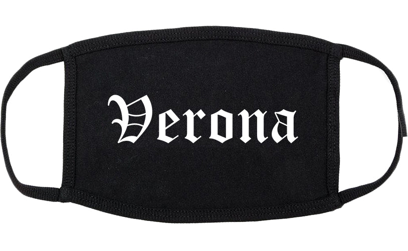 Verona Wisconsin WI Old English Cotton Face Mask Black