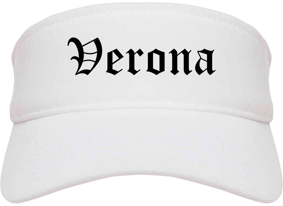 Verona Wisconsin WI Old English Mens Visor Cap Hat White
