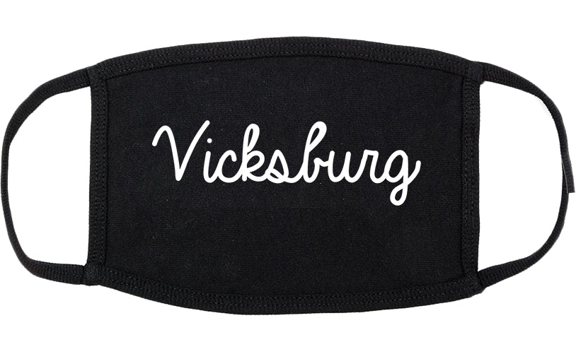 Vicksburg Mississippi MS Script Cotton Face Mask Black
