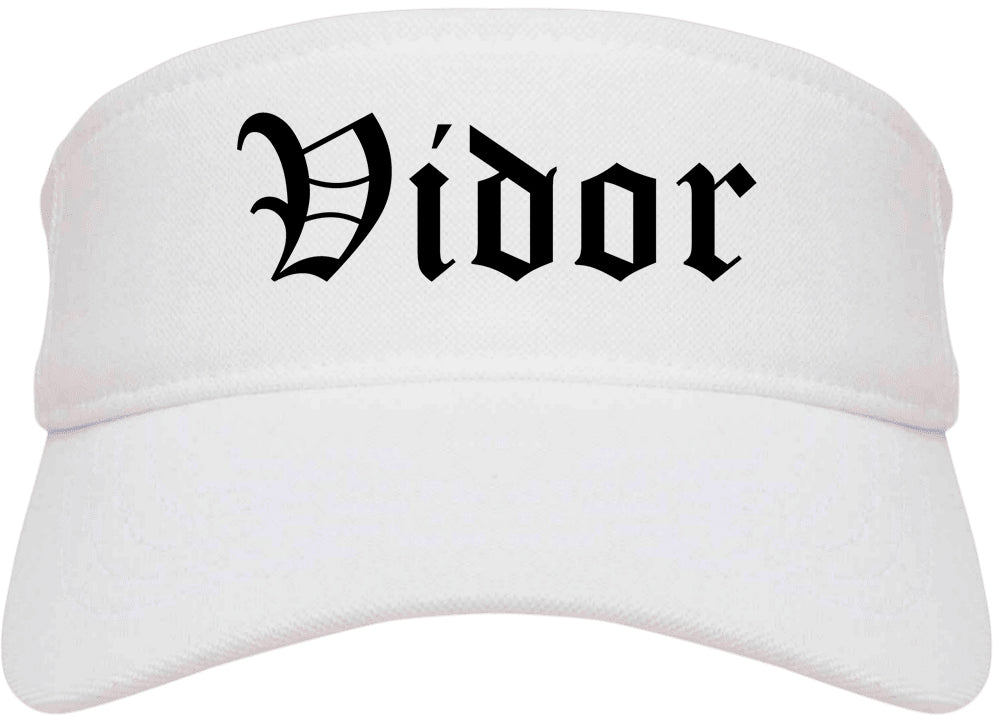 Vidor Texas TX Old English Mens Visor Cap Hat White