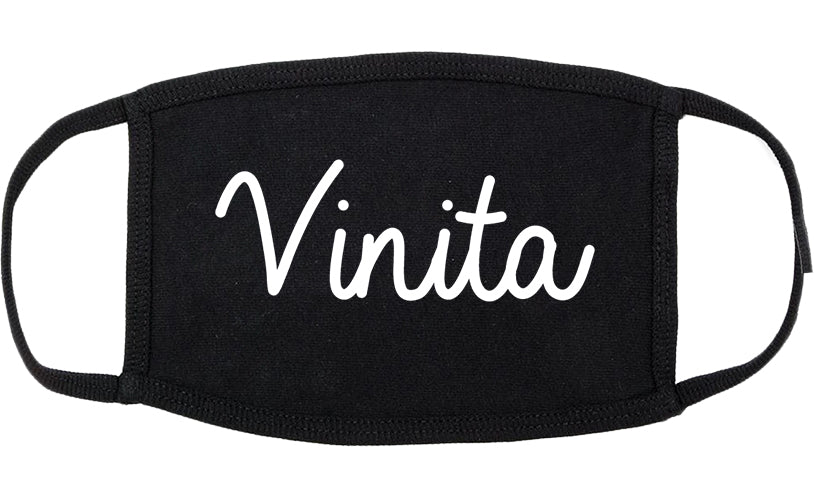 Vinita Oklahoma OK Script Cotton Face Mask Black