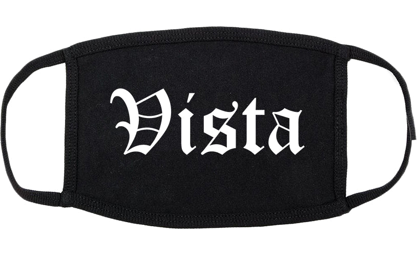 Vista California CA Old English Cotton Face Mask Black