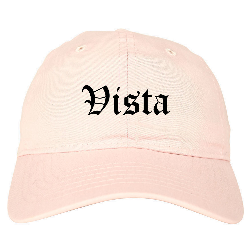 Vista California CA Old English Mens Dad Hat Baseball Cap Pink