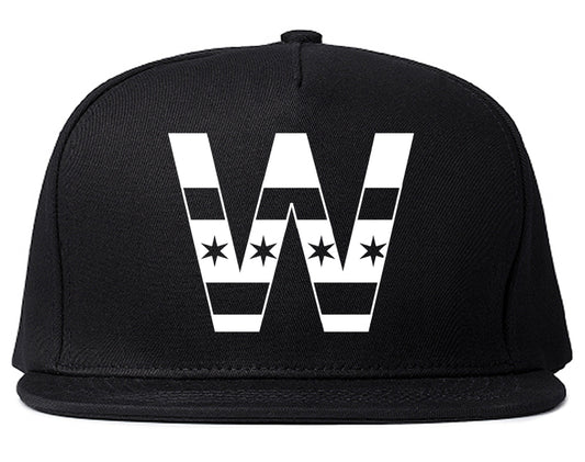 W Chicago City Flag Mens Snapback Hat Black