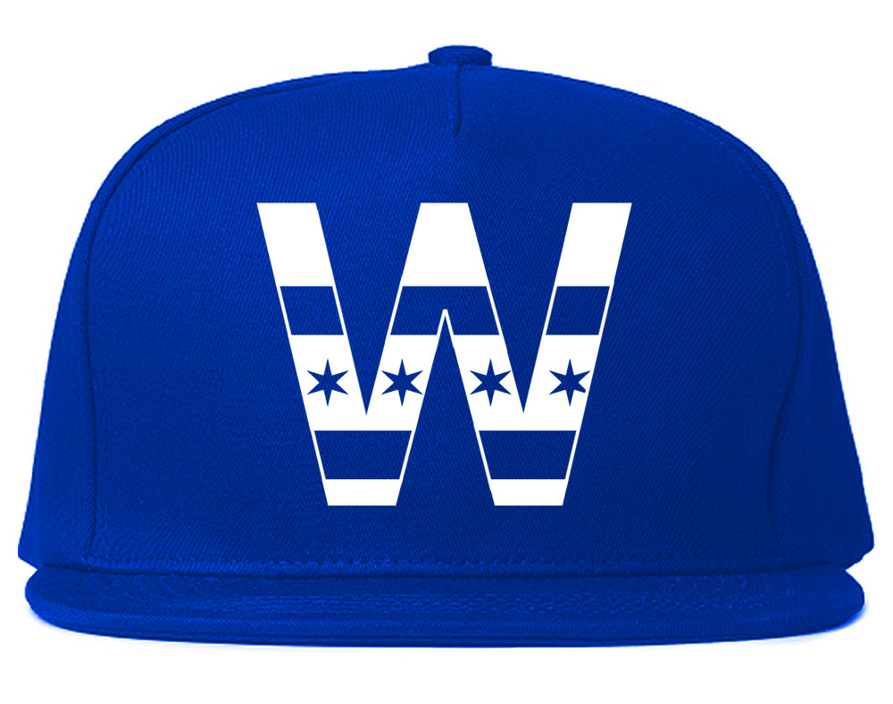 W Chicago City Flag Mens Snapback Hat Royal Blue