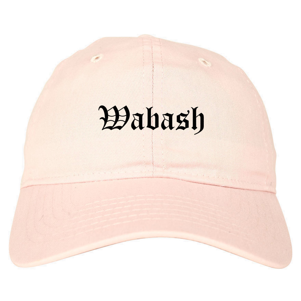 Wabash Indiana IN Old English Mens Dad Hat Baseball Cap Pink