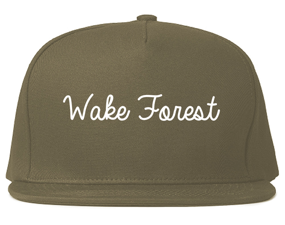 Wake Forest North Carolina NC Script Mens Snapback Hat Grey