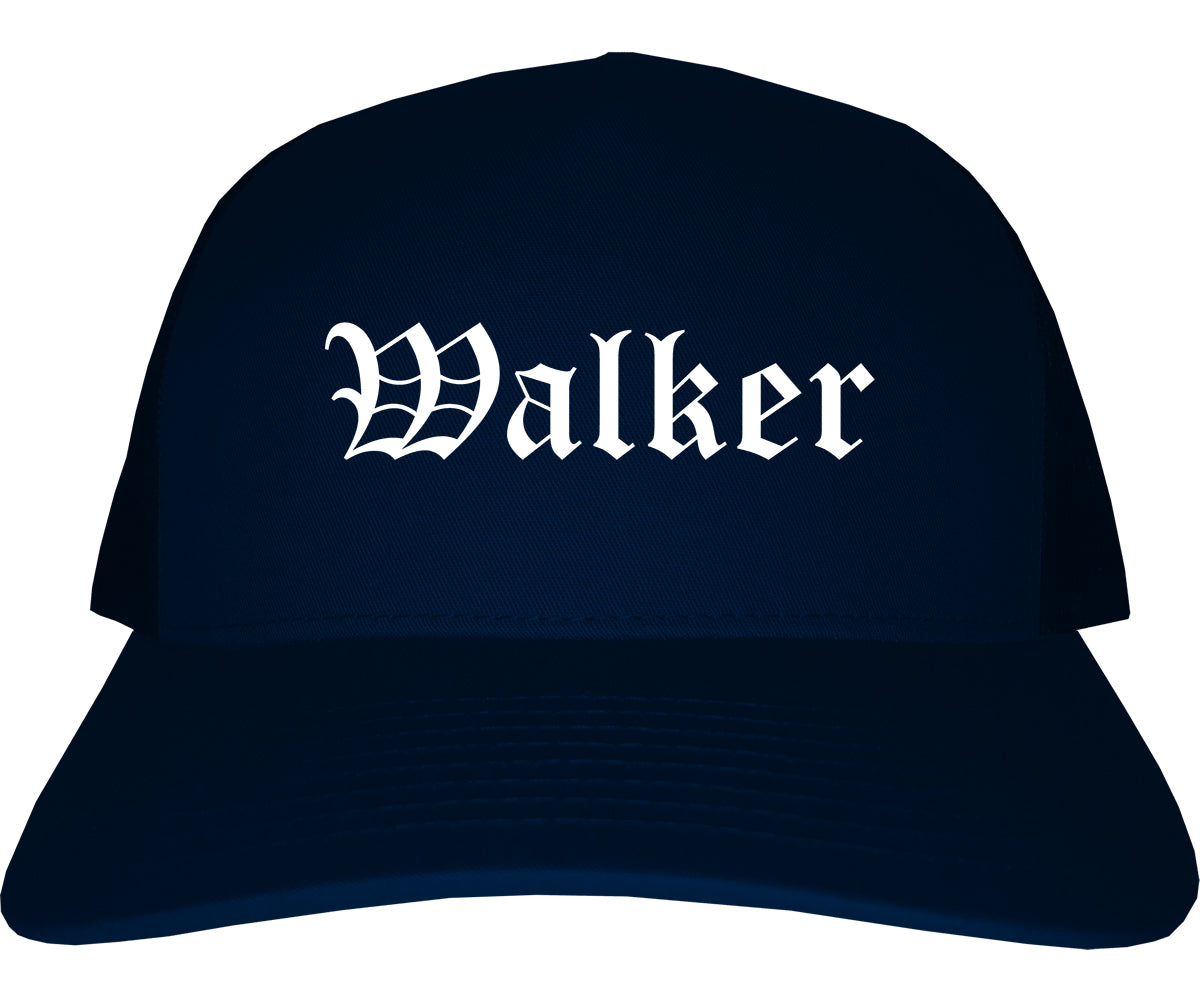 Walker Louisiana LA Old English Mens Trucker Hat Cap Navy Blue