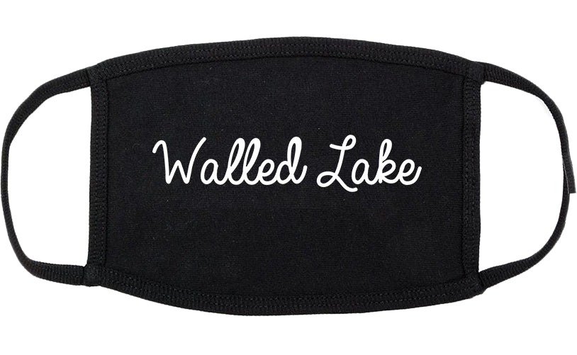 Walled Lake Michigan MI Script Cotton Face Mask Black