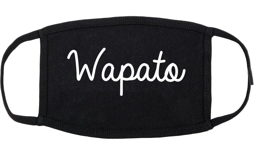 Wapato Washington WA Script Cotton Face Mask Black
