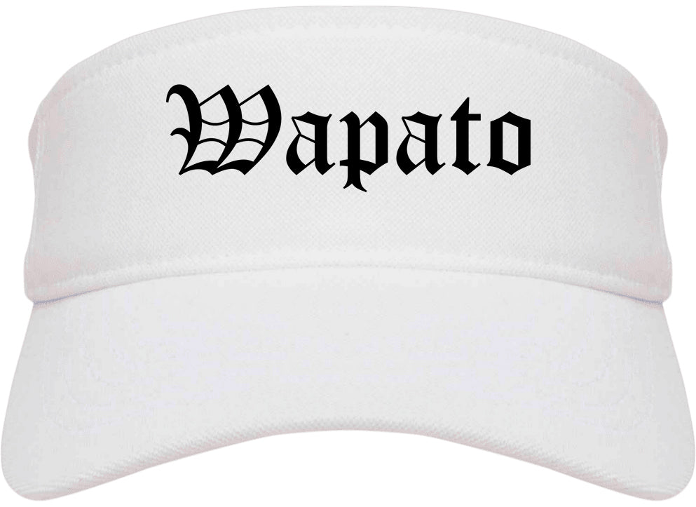 Wapato Washington WA Old English Mens Visor Cap Hat White