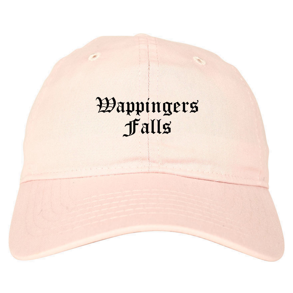 Wappingers Falls New York NY Old English Mens Dad Hat Baseball Cap Pink