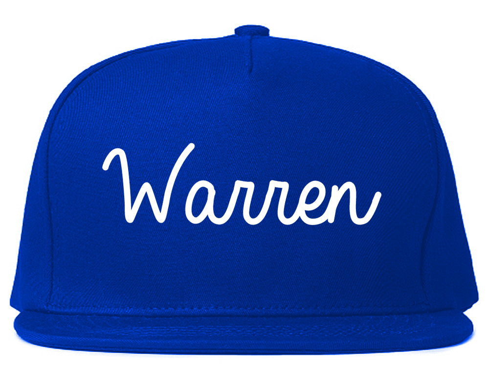 Warren Pennsylvania PA Script Mens Snapback Hat Royal Blue