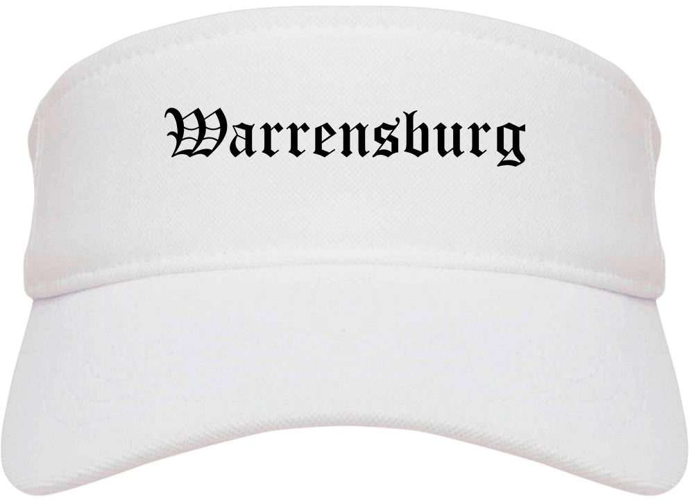 Warrensburg Missouri MO Old English Mens Visor Cap Hat White