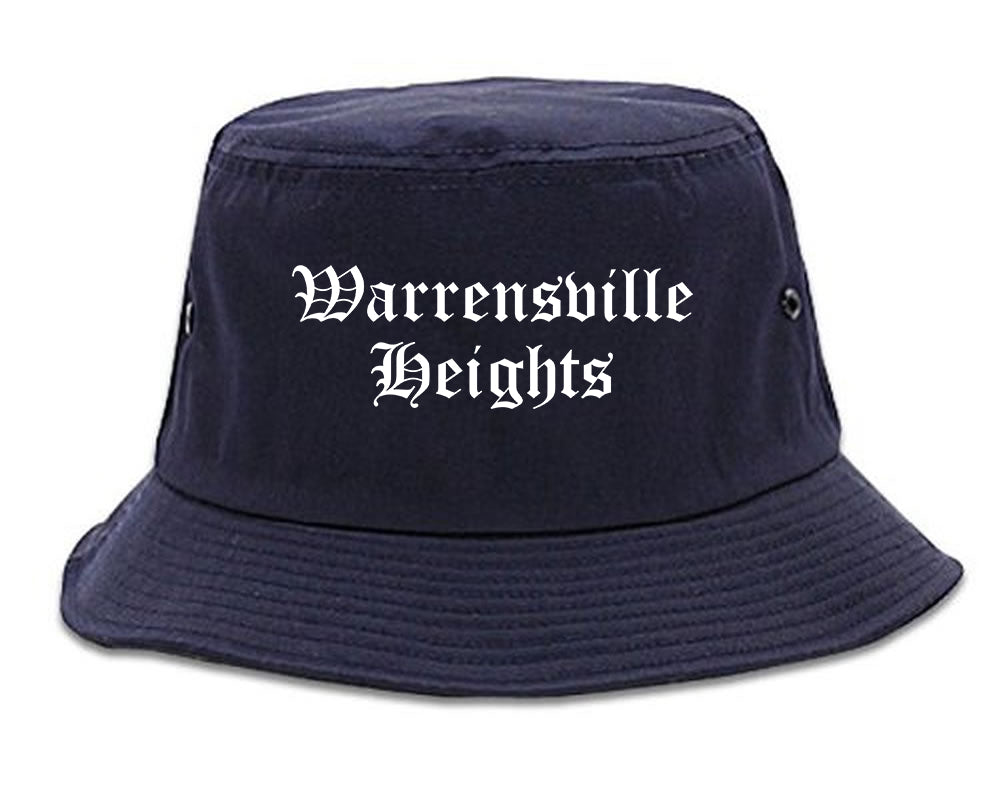 Warrensville Heights Ohio OH Old English Mens Bucket Hat Navy Blue