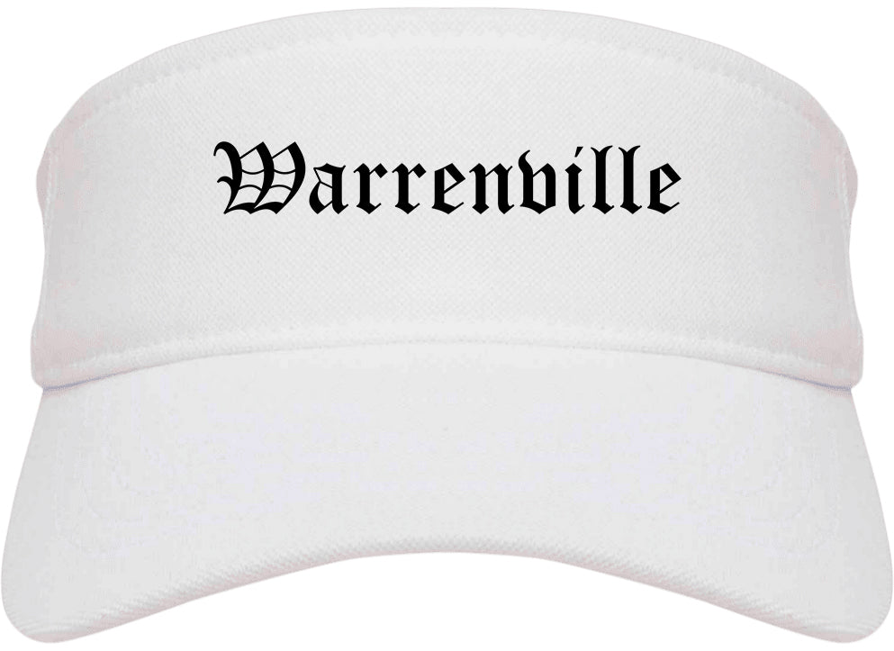 Warrenville Illinois IL Old English Mens Visor Cap Hat White