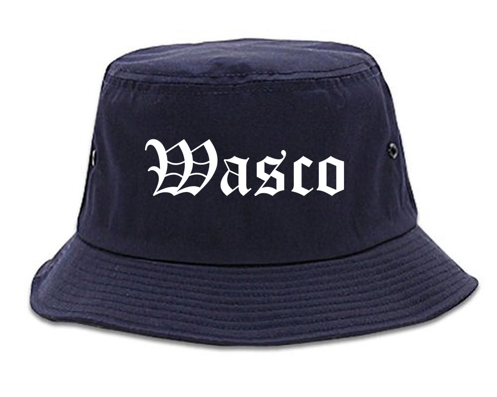 Wasco California CA Old English Mens Bucket Hat Navy Blue