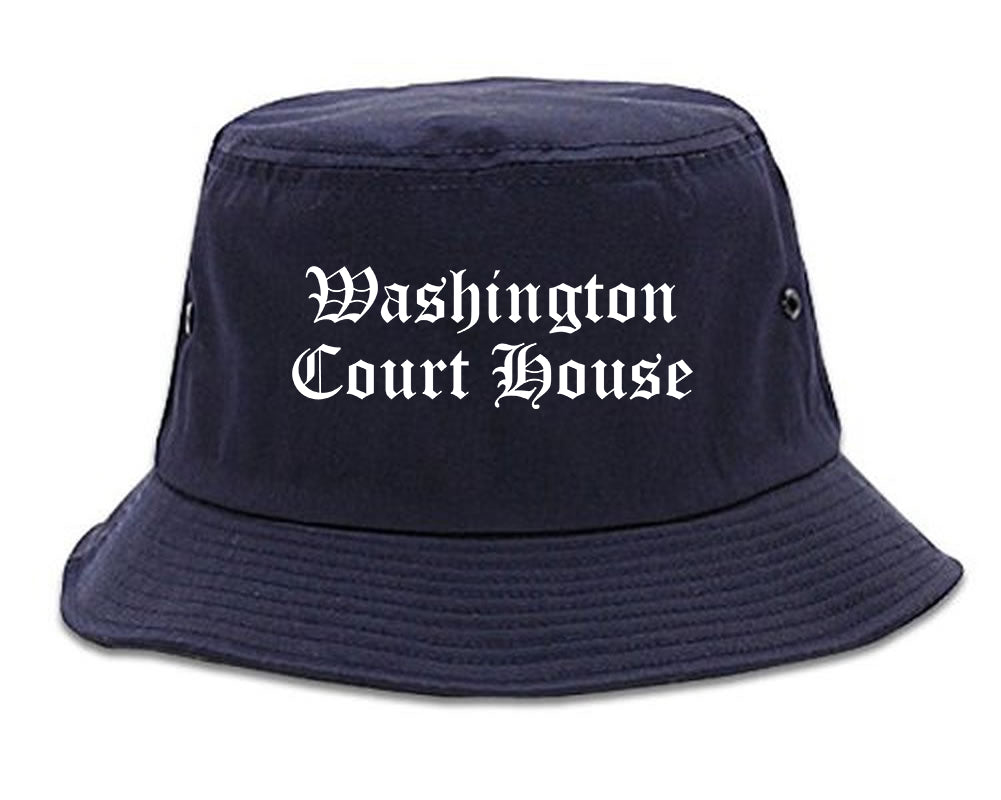 Washington Court House Ohio OH Old English Mens Bucket Hat Navy Blue