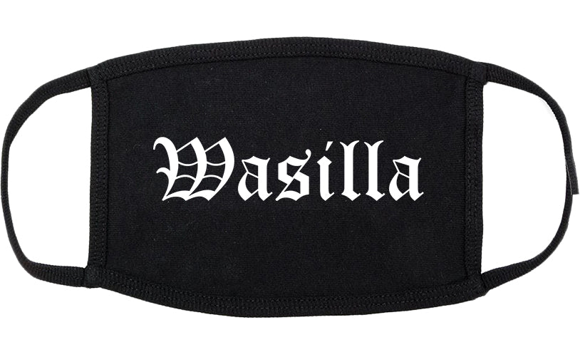 Wasilla Alaska AK Old English Cotton Face Mask Black