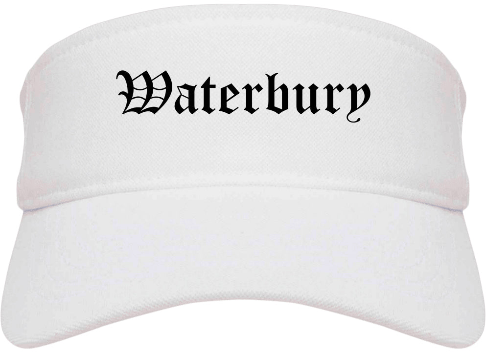 Waterbury Connecticut CT Old English Mens Visor Cap Hat White