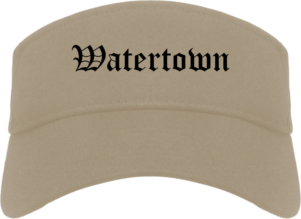 Watertown South Dakota SD Old English Mens Visor Cap Hat Khaki