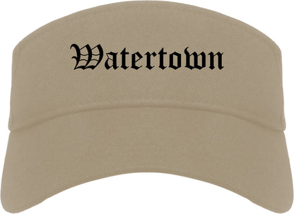 Watertown South Dakota SD Old English Mens Visor Cap Hat Khaki