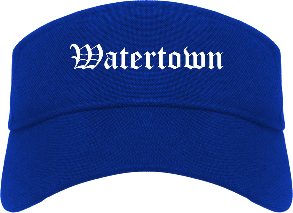 Watertown South Dakota SD Old English Mens Visor Cap Hat Royal Blue