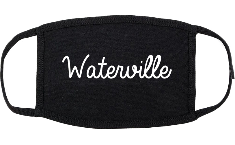 Waterville Maine ME Script Cotton Face Mask Black
