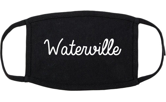 Waterville Maine ME Script Cotton Face Mask Black