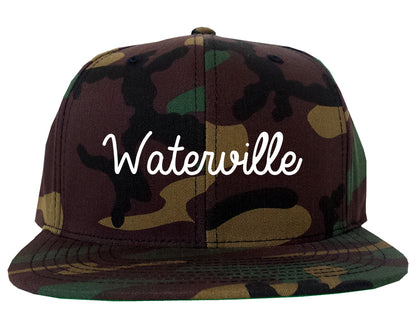 Waterville Maine ME Script Mens Snapback Hat Army Camo