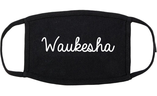 Waukesha Wisconsin WI Script Cotton Face Mask Black