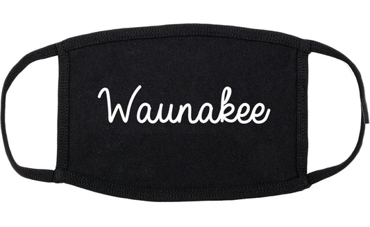 Waunakee Wisconsin WI Script Cotton Face Mask Black