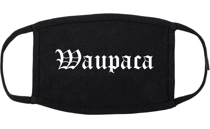 Waupaca Wisconsin WI Old English Cotton Face Mask Black