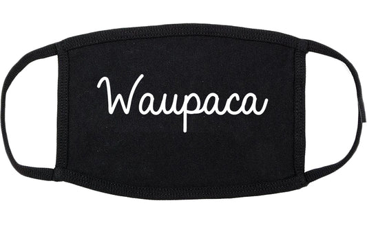 Waupaca Wisconsin WI Script Cotton Face Mask Black