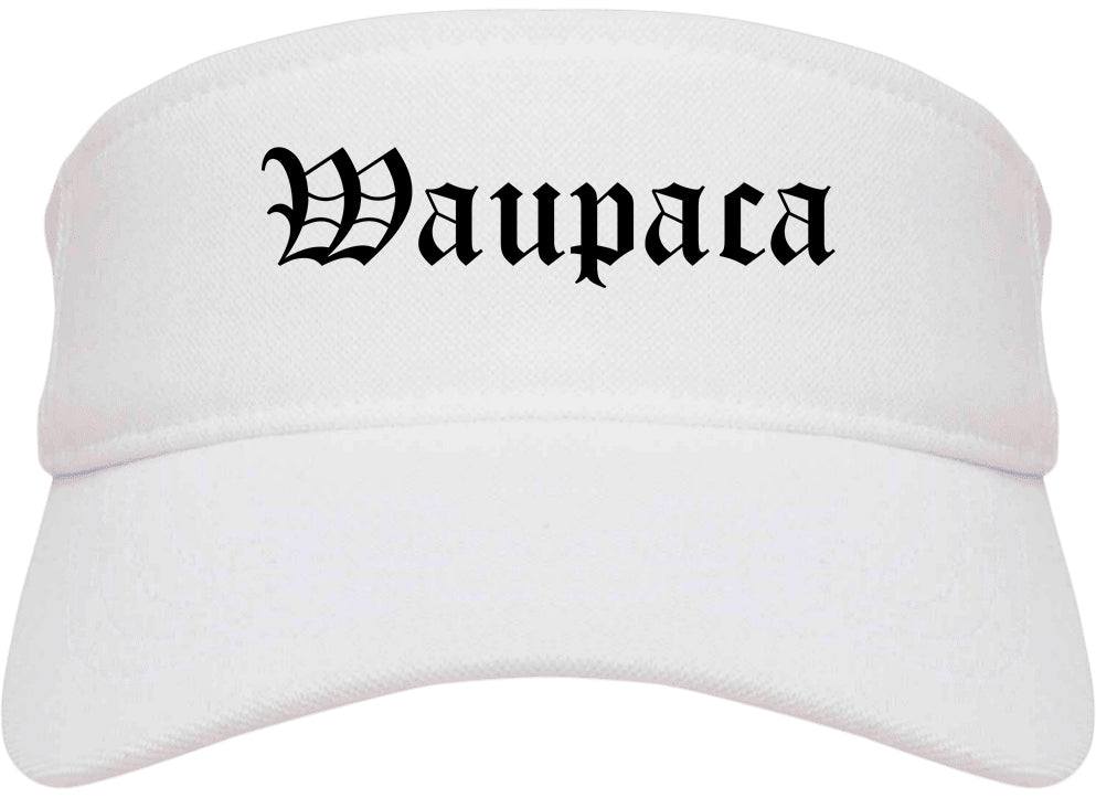 Waupaca Wisconsin WI Old English Mens Visor Cap Hat White