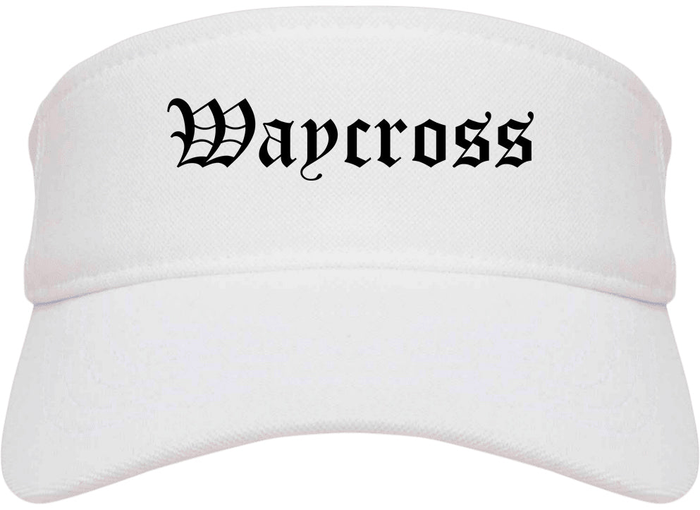 Waycross Georgia GA Old English Mens Visor Cap Hat White