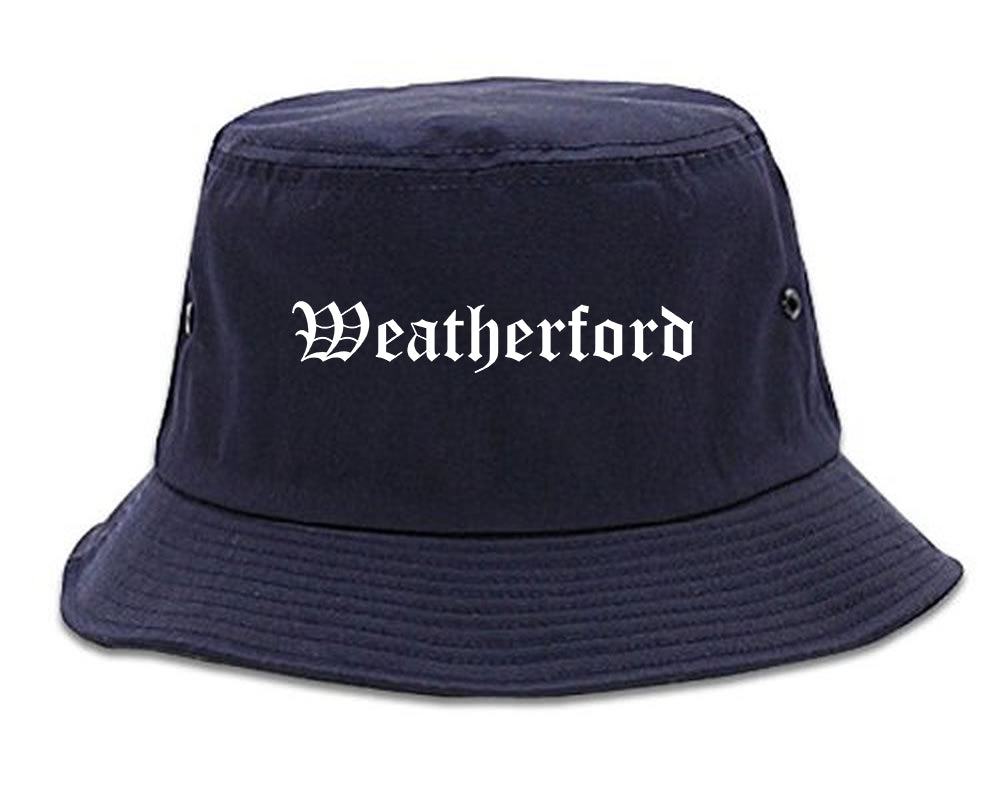 Weatherford Oklahoma OK Old English Mens Bucket Hat Navy Blue