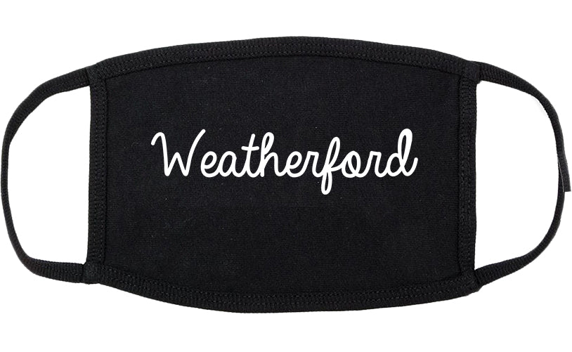 Weatherford Oklahoma OK Script Cotton Face Mask Black
