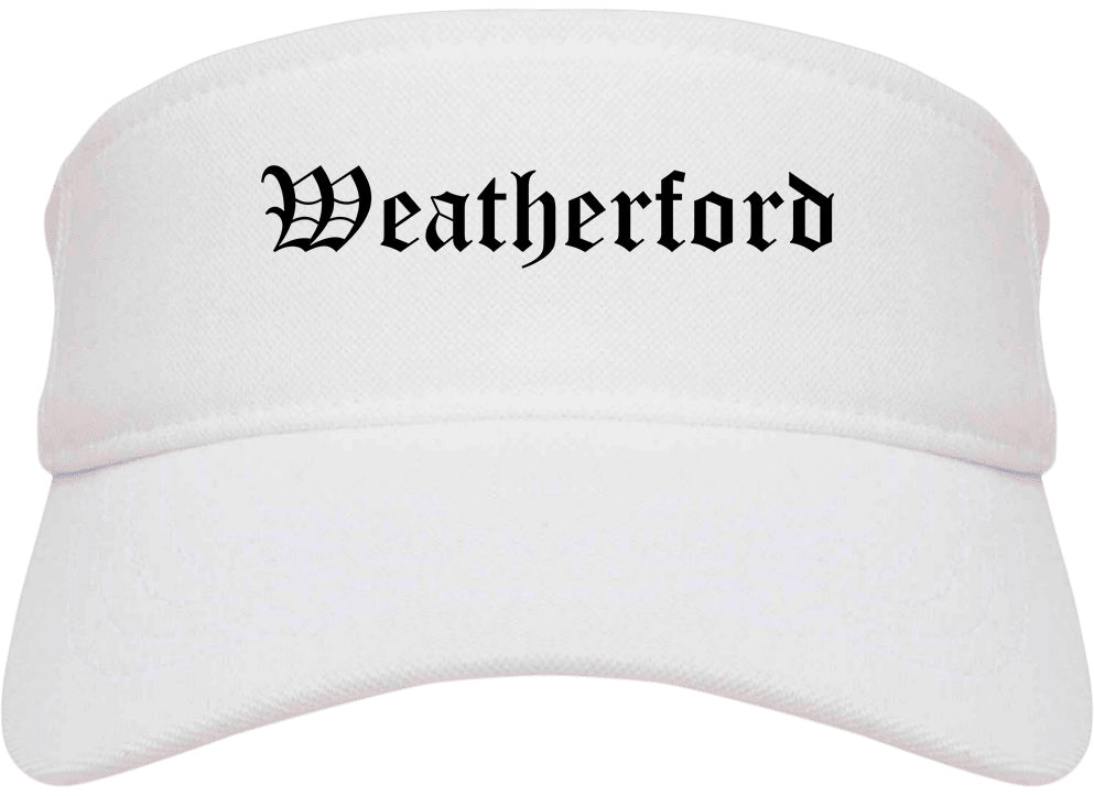 Weatherford Oklahoma OK Old English Mens Visor Cap Hat White