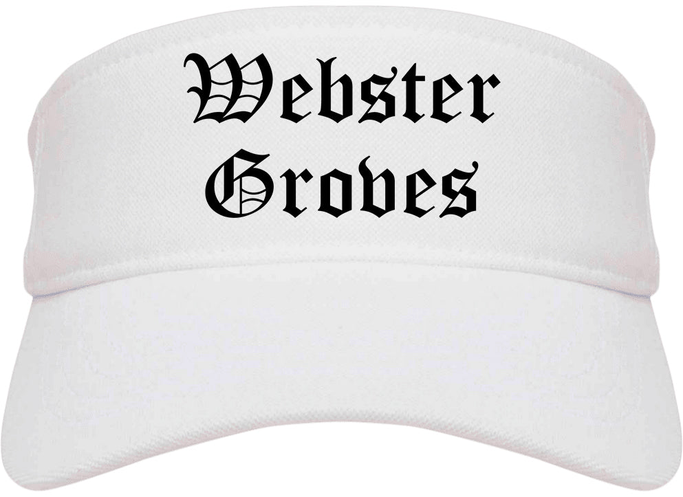 Webster Groves Missouri MO Old English Mens Visor Cap Hat White